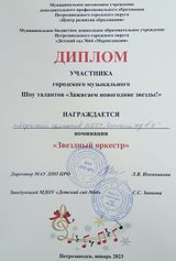 Диплом за участие в Шоу талантов (12.01.2023)